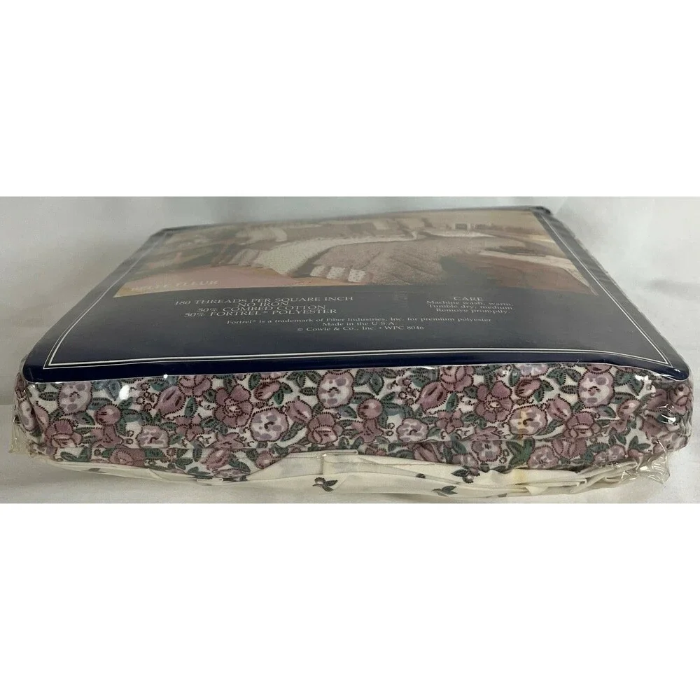 Twin Bedding Sheet Set Cottage Chic & Shabby Floral Pink Print w/Ruffles NIP VTG